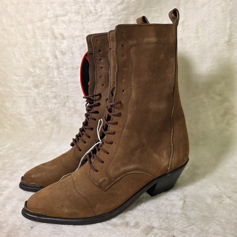 VTG Dingo Granny Lace Up Boots Brown Leather Victorian Western Women 6M NWT